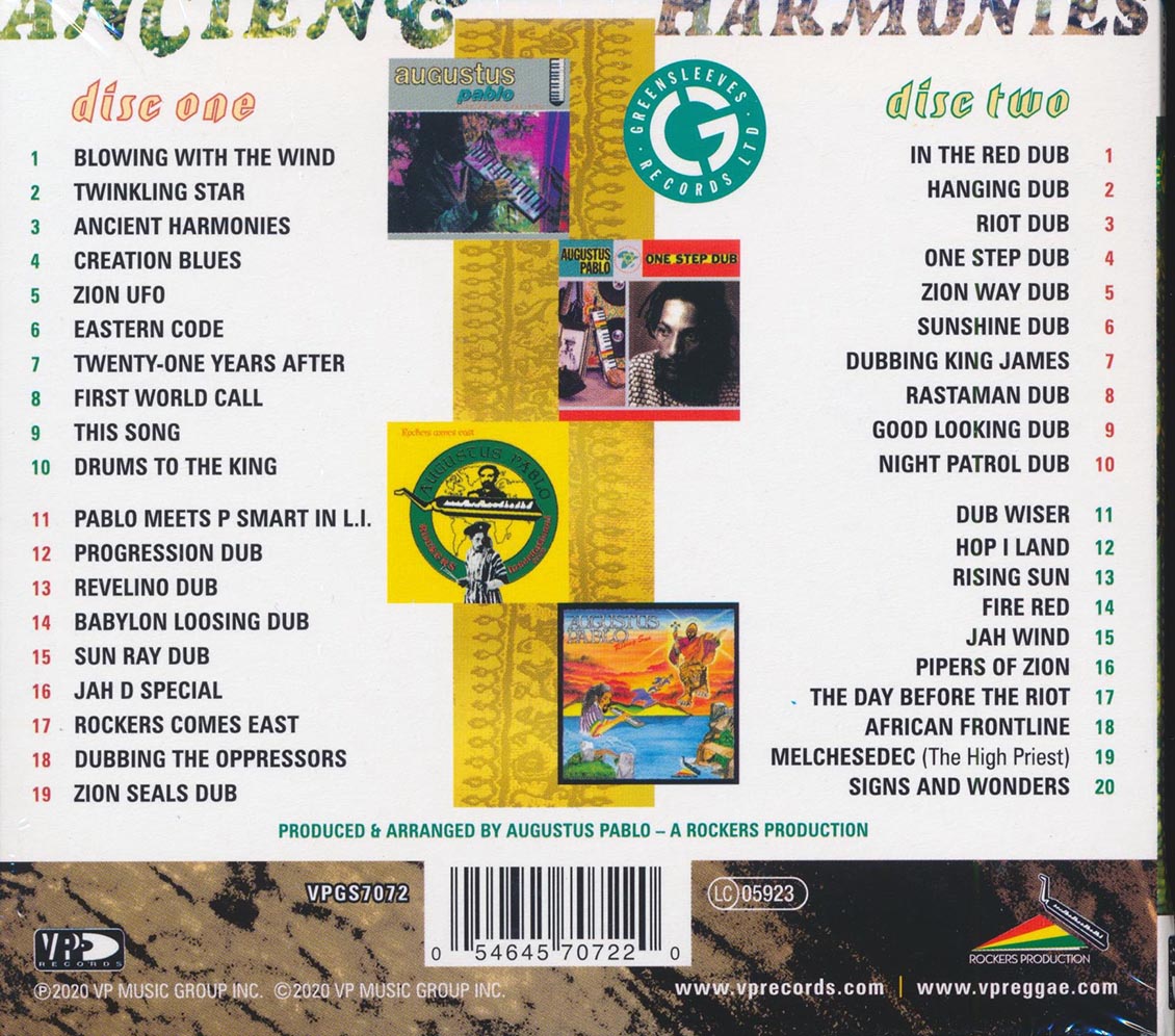 Augustus Pablo - Ancient Harmonies: Blowing With The Wind + Rockers Comes East + One Step Dub + Rising Sun (4 albums on 2 CDs) (39 tracks) (2xCD) (deluxe 3-fold digipak)