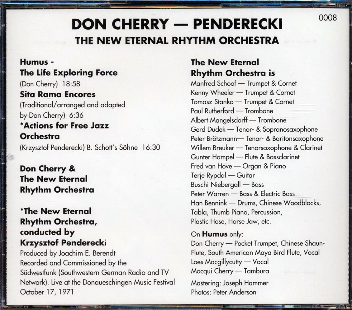 Penderecki, Don Cherry, The New Eternal Rhythm Orchestra‎ - Actions (Ltd Edition "Pre-Release" Edition) (incl. large booklet)