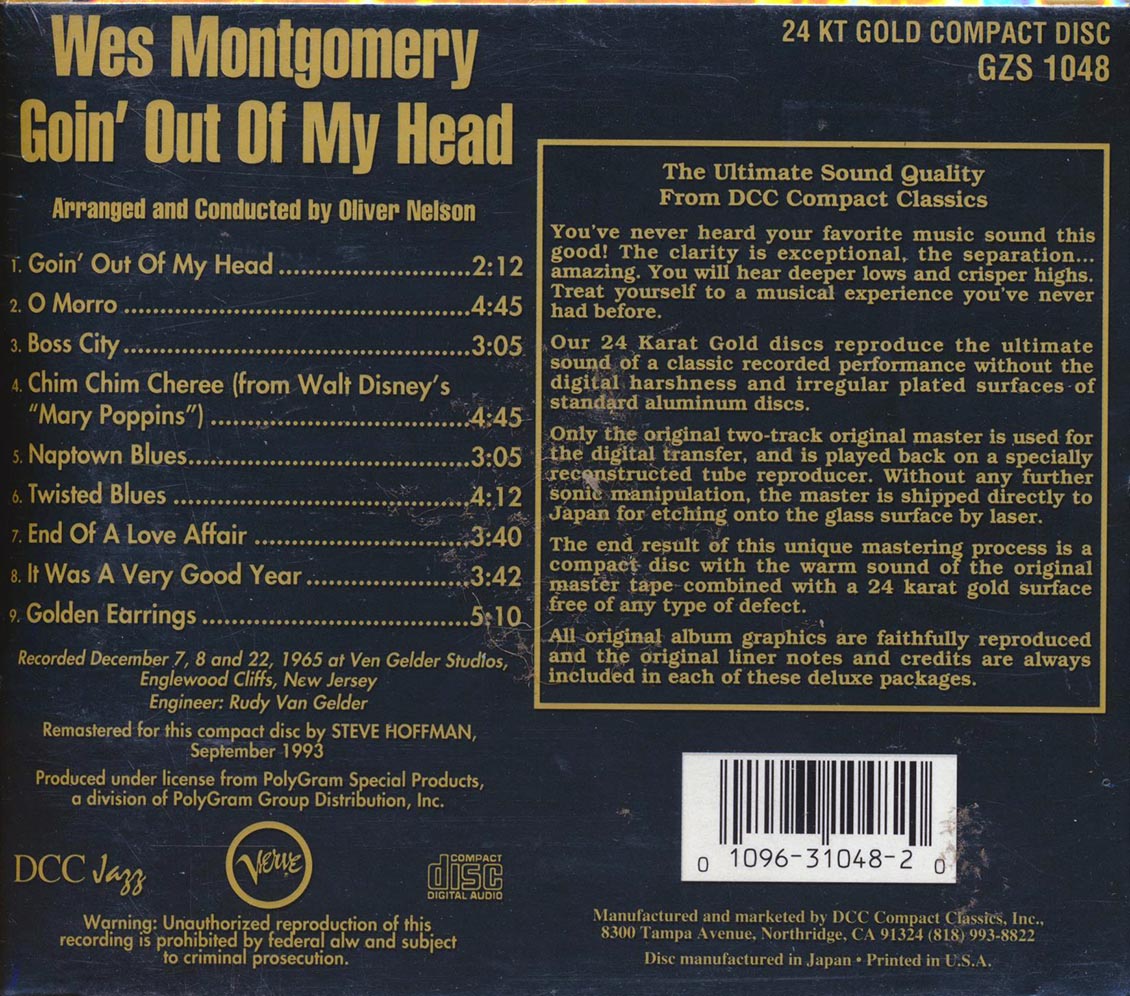 Wes Montgomery - Goin' Out Of My Head (gold CD) (remastered)