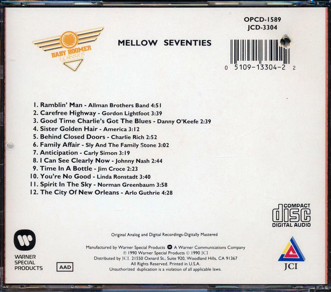 The Allman Brothers Band, Gordon Lightfoot, America, Carly Simon, Etc. - Mellow Seventies (marked/ltd stock)
