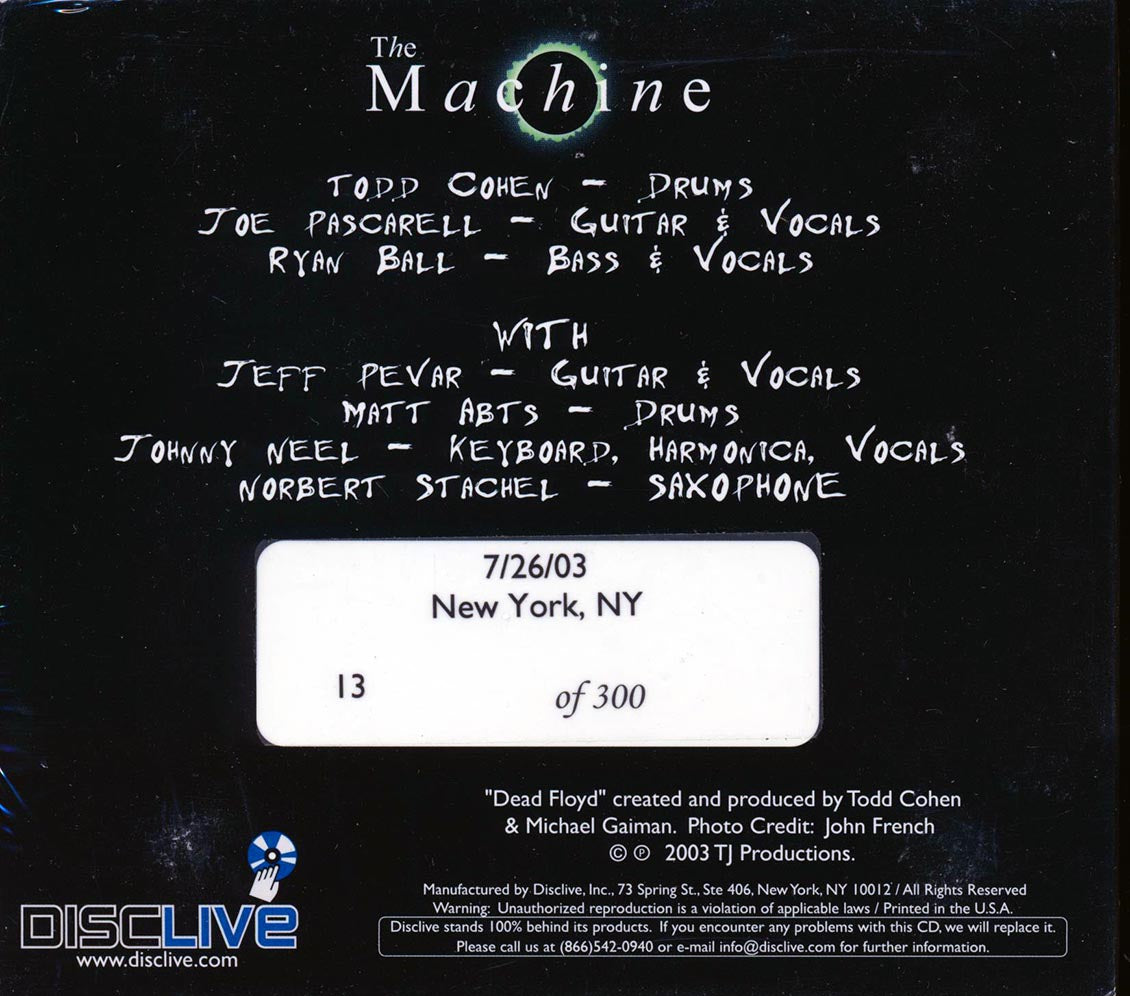 The Machine (Pink Floyd Tribute) - Dead Floyd (Live At The BB King Blues Club, NY, 07/26/2003) (ltd. 300 copies made) (2xCD)