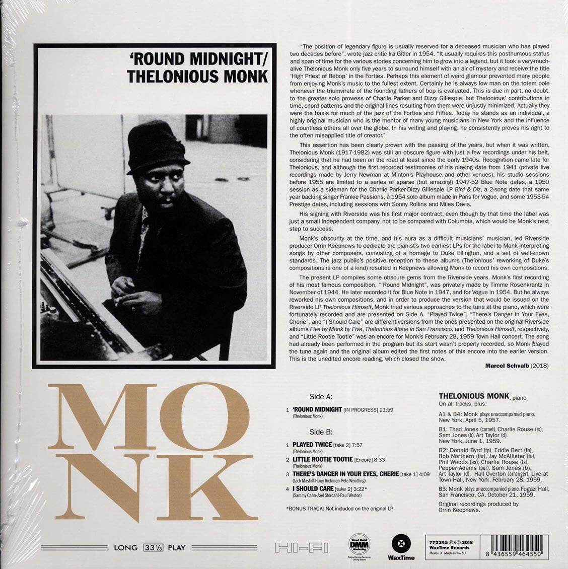 Thelonious Monk - Round Midnight (+ 2 bonus tracks) (DMM) (180g) (High-Def VV) (remastered)