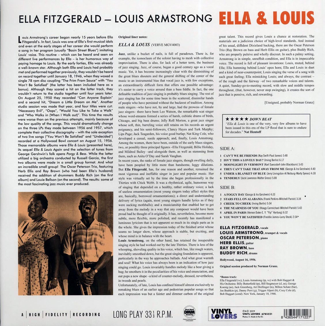 Ella Fitzgerald, Louis Armstrong - Ella & Louis (+ 2 bonus tracks) (DMM) (ltd. ed.) (180g) (High-Def VV)