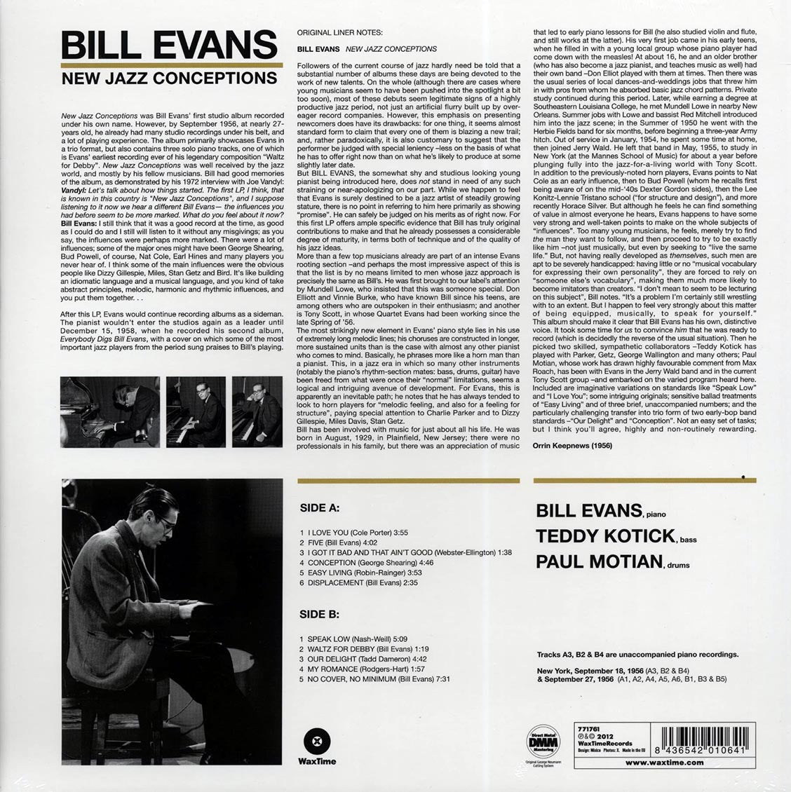 Bill Evans - New Jazz Conceptions (DMM) (ltd. ed.) (180g) (High-Def VV) (remastered)