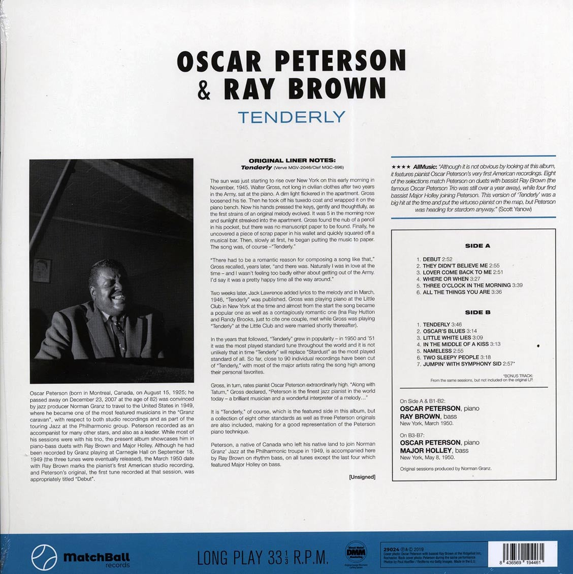 Oscar Peterson, Ray Brown - Tenderly (DMM) (ltd. ed.) (180g) (High-Def VV)