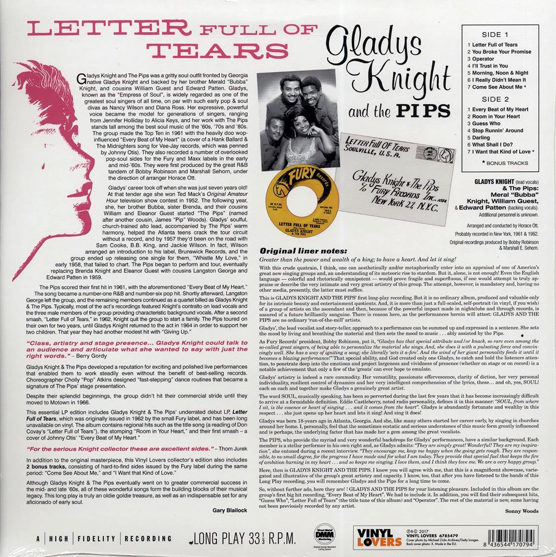 Gladys Knight & The Pips - Letter Full Of Tears (+ 3 bonus tracks) (DMM) (ltd. ed.) (180g) (High-Def VV)