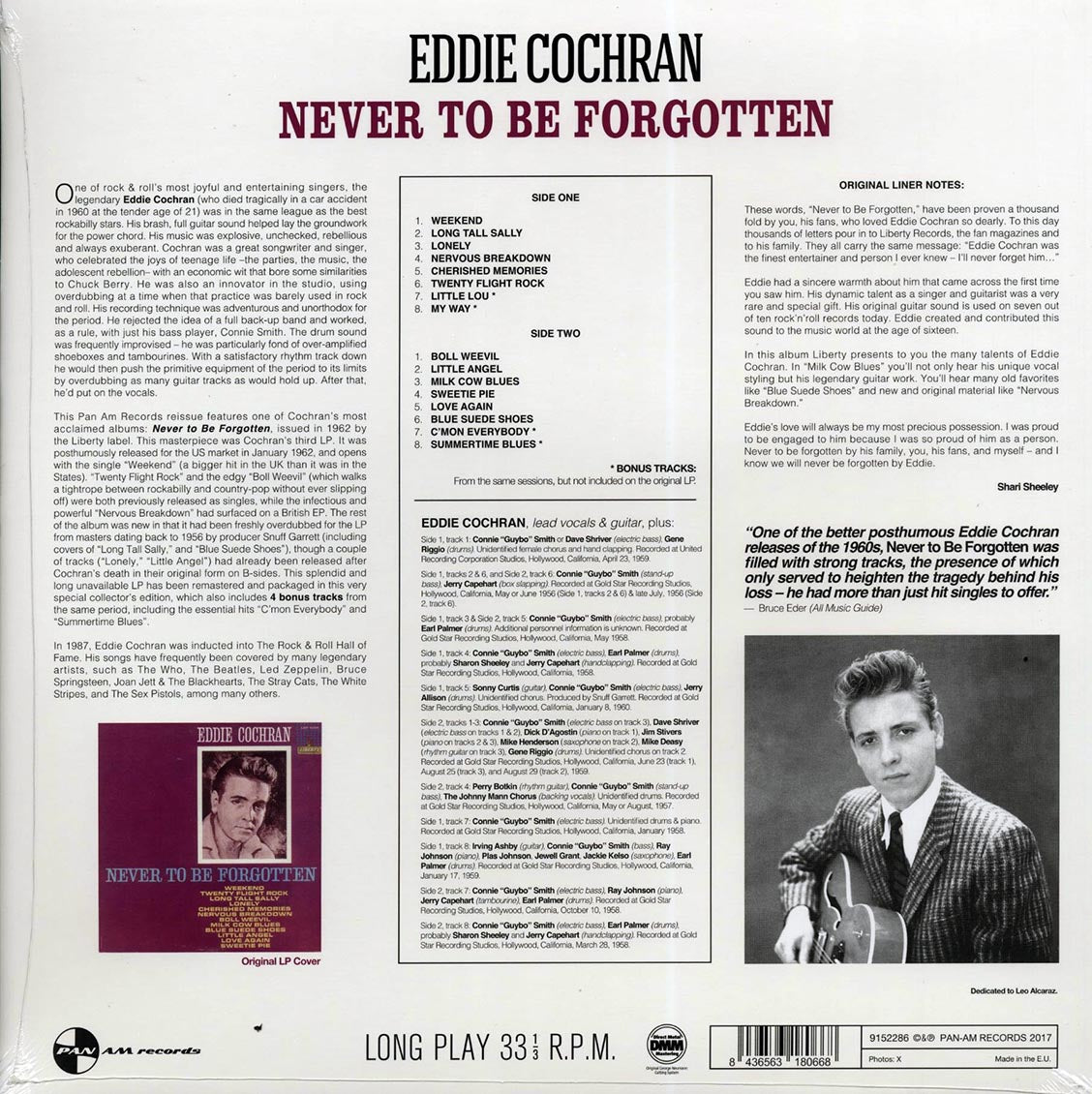 Eddie Cochran - Never To Be Forgotten (+ 5 bonus tracks) (DMM) (ltd. ed.) (180g) (High-Def VV)