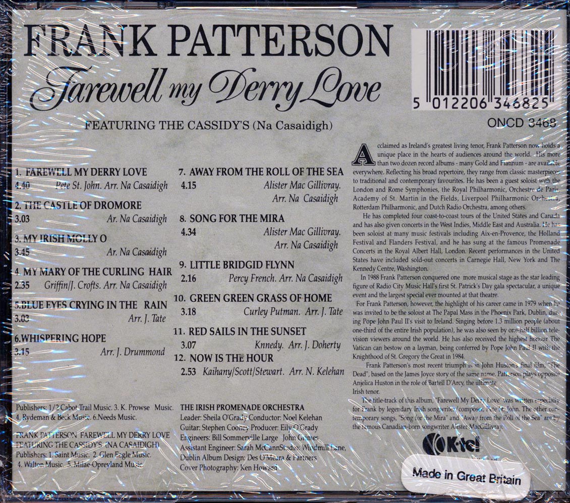 Frank Patterson - Farewell My Derry Love