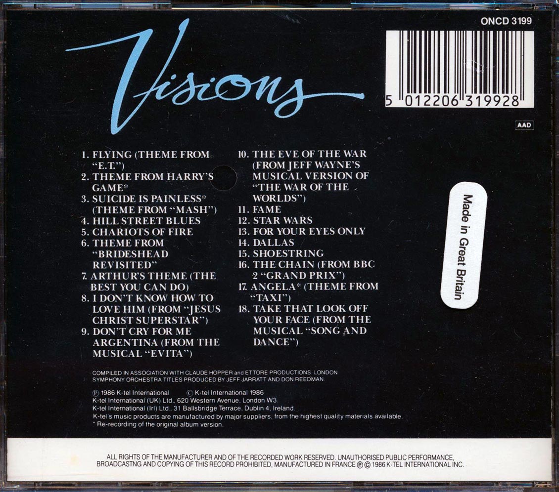 London Symphony Orchestra - Visions: 18 Of Today's Most Beautiful Themes, Including Chariots Of Fire, E.T.