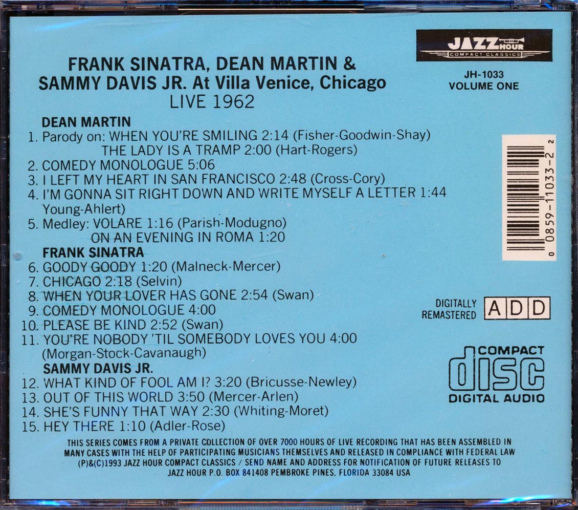 Frank Sinatra, Dean Martin, Sammy Davis Jr. - At Villa Venice, Chicago Live 1962 Volume 1