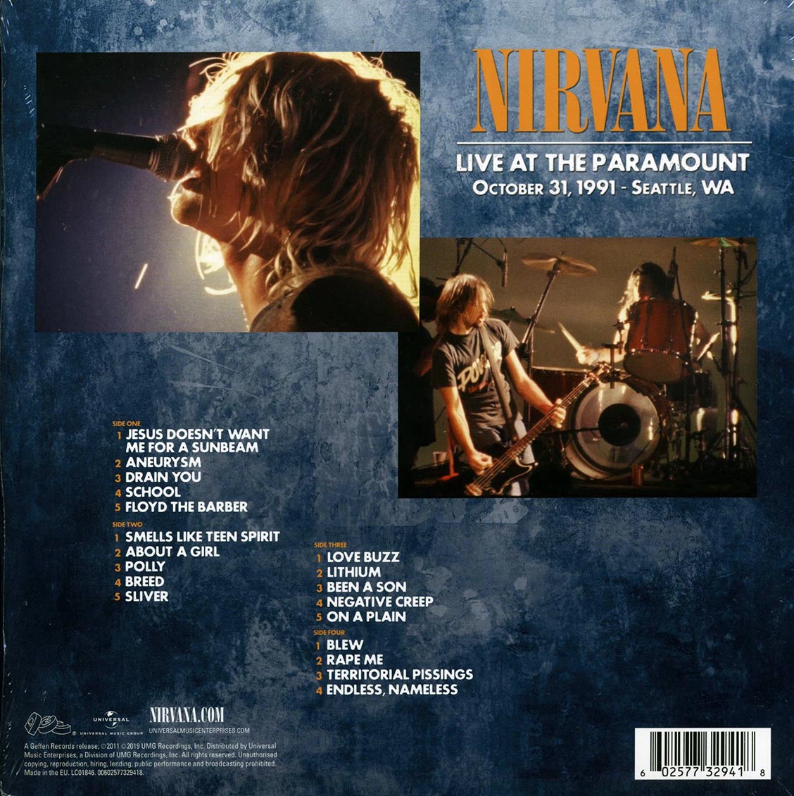 Nirvana - Live At The Paramount October 31, 1991, Seattle, WA (2xLP)