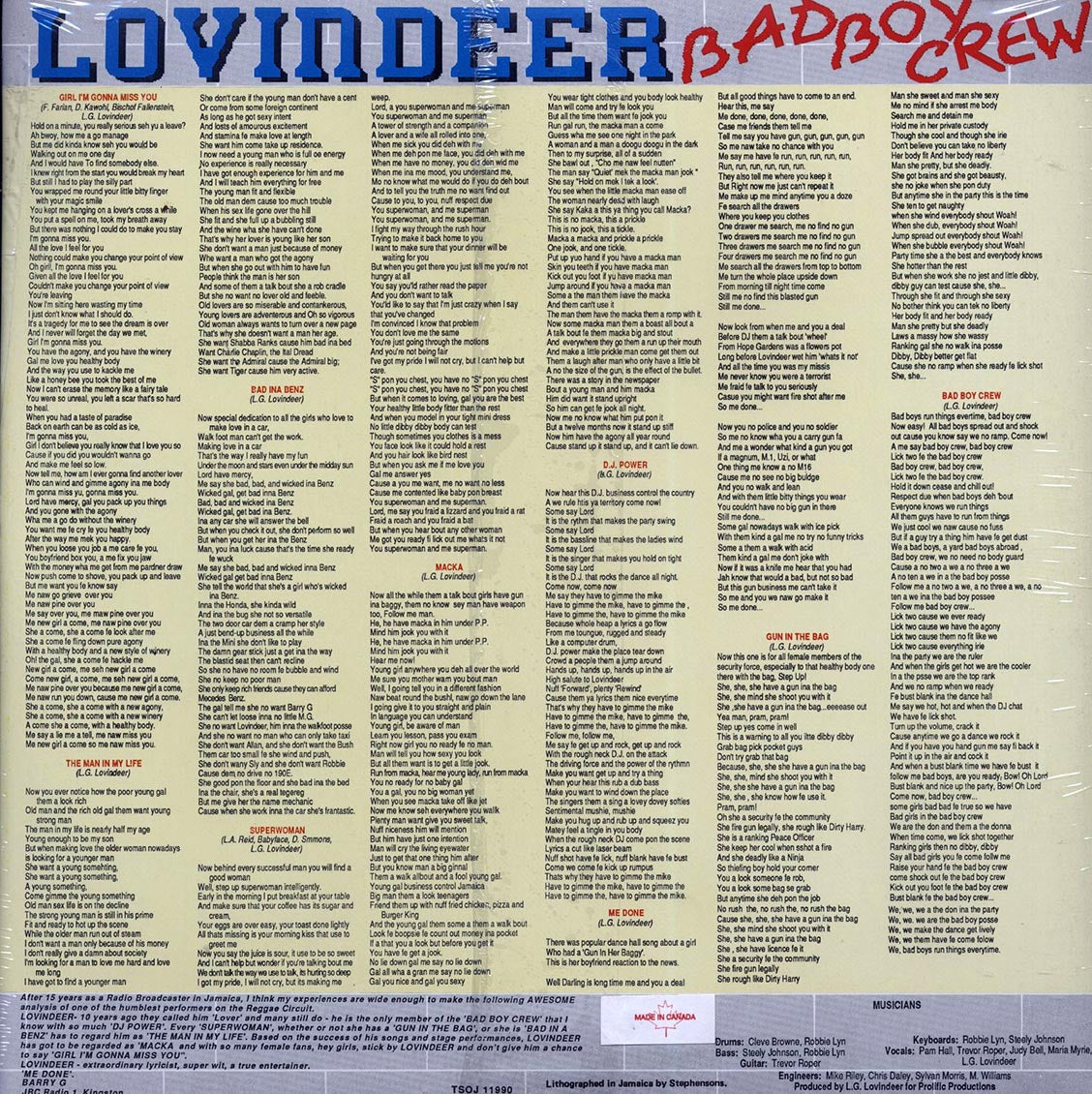 Lovindeer - Bad Boy Crew (Jamaica press) (orig. press)