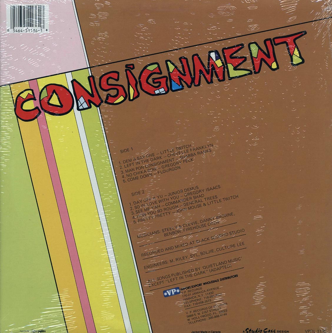 Shabba Ranks, Gregory Isaacs, Gregory Peck, Jr. Demus, Etc. - Consignment Dancehall Mix (rhythm: "Up Park Camp / Get In The Groove") (orig. press)