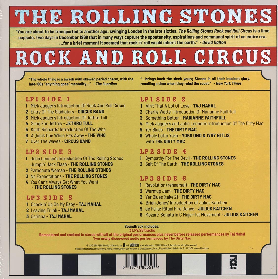 The Rolling Stones - Rock And Roll Circus (slipcase box set) (3xLP) (180g) (remastered) (expanded edition)