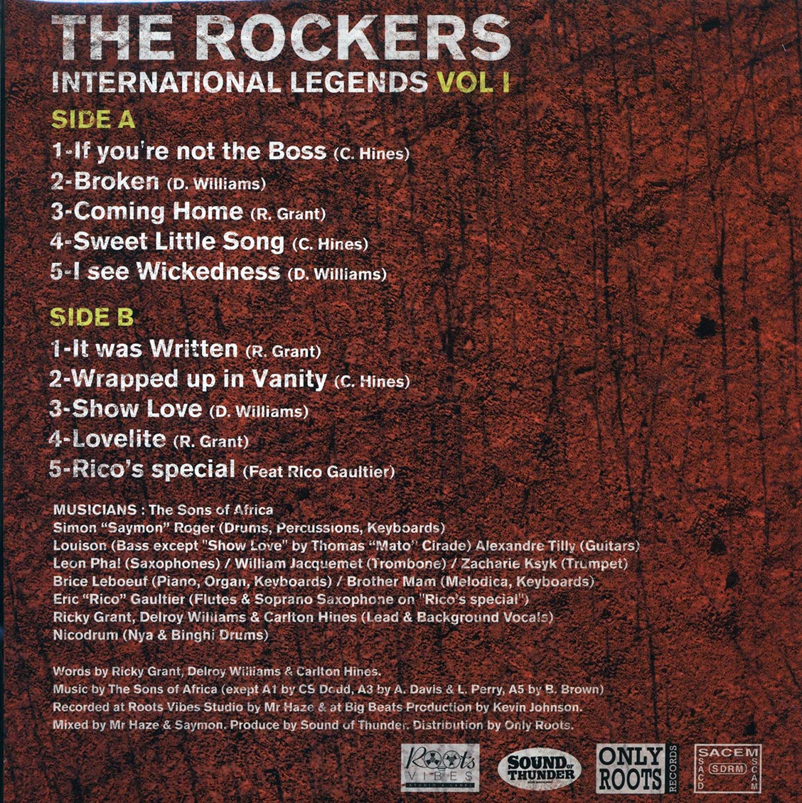 Delroy Williams, Carlton Tetrack Hines, Ricky Grant - The Rockers International Legends Showcase Volume 1