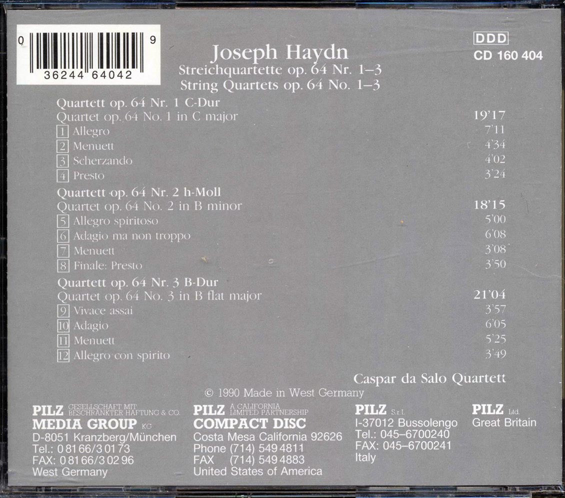 Joseph Haydn, Caspar Da Salo Quartett - Streichquartette Op. 64 Nr 1-3 (String Quartets Op. 64 No. 1-3)