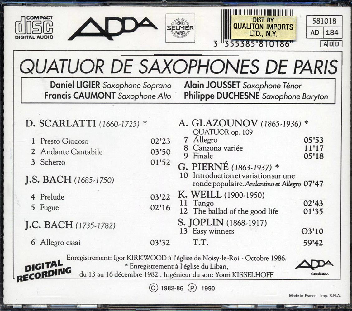 Quatuor De Saxophones De Paris - Quatuor De Saxophones De Paris