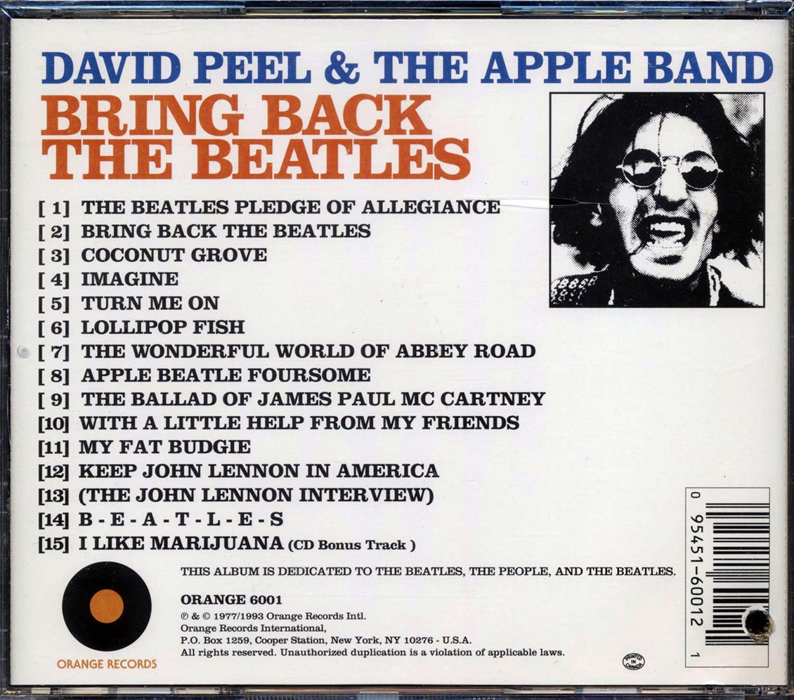 David Peel & The Apple Band - Bring Back The Beatles (marked/ltd stock)