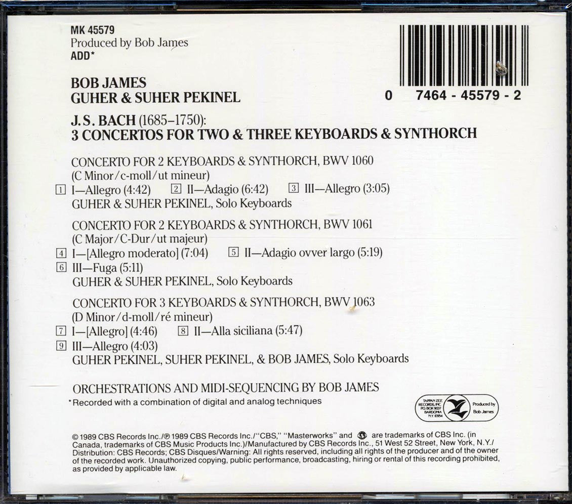 Bob James, Guher & Suher Pekinel - JS Bach Concertos For Two & Three Keyboards BWV 1060, 1061, 1063 (marked/ltd stock)