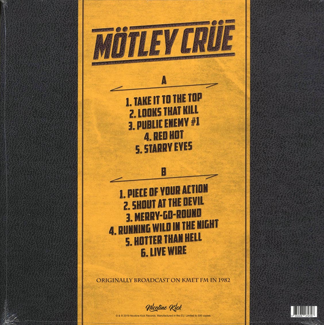Motley Crue - Hotter Than Hell: Live At Perkins Palace, Pasadena, CA November 11th, 1982 (ltd. 500 copies made) (clear vinyl)