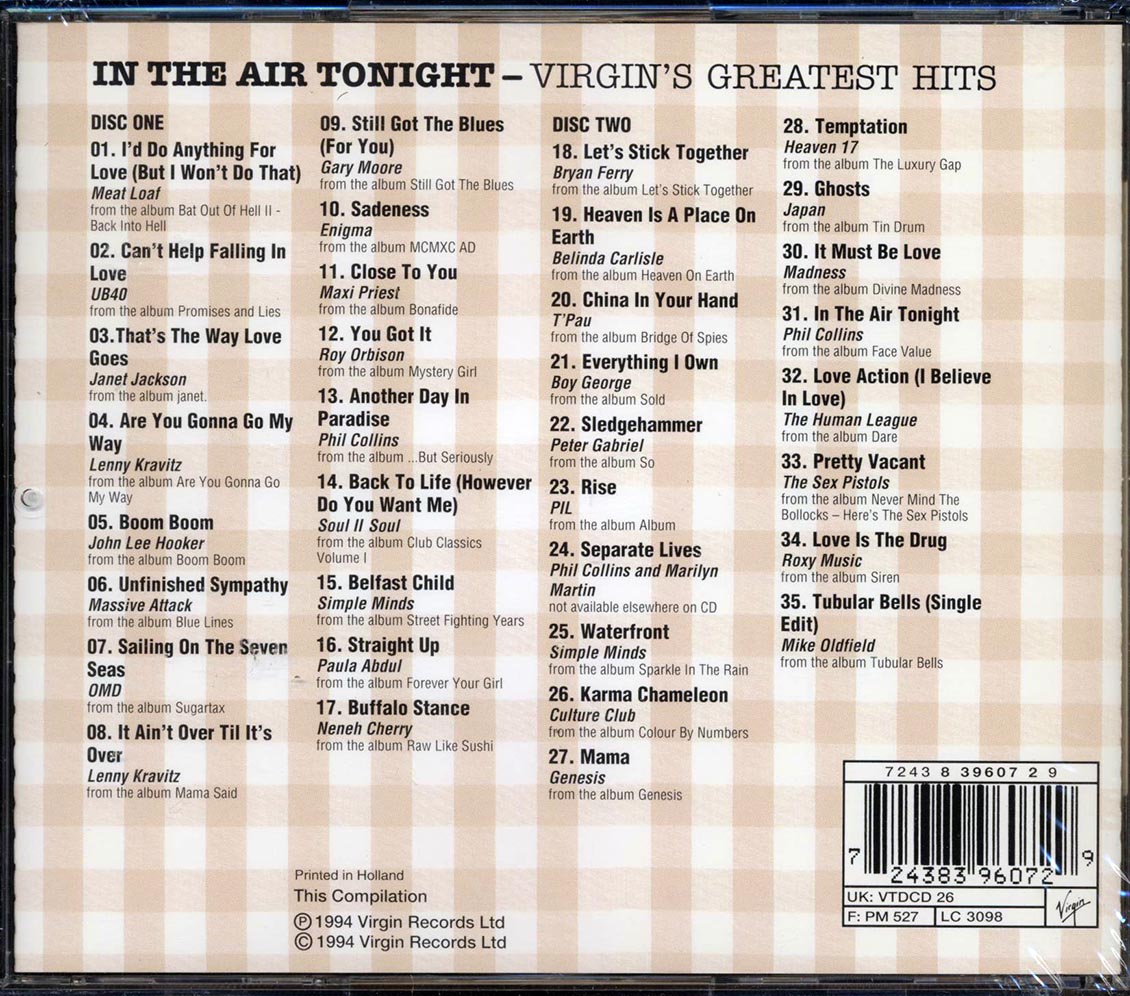 Meat Loaf, UB40, Lenny Kravitz, John Lee Hooker, Etc. - In The Air Tonight: Virgin's Greatest Hits (35 tracks) (2xCD)