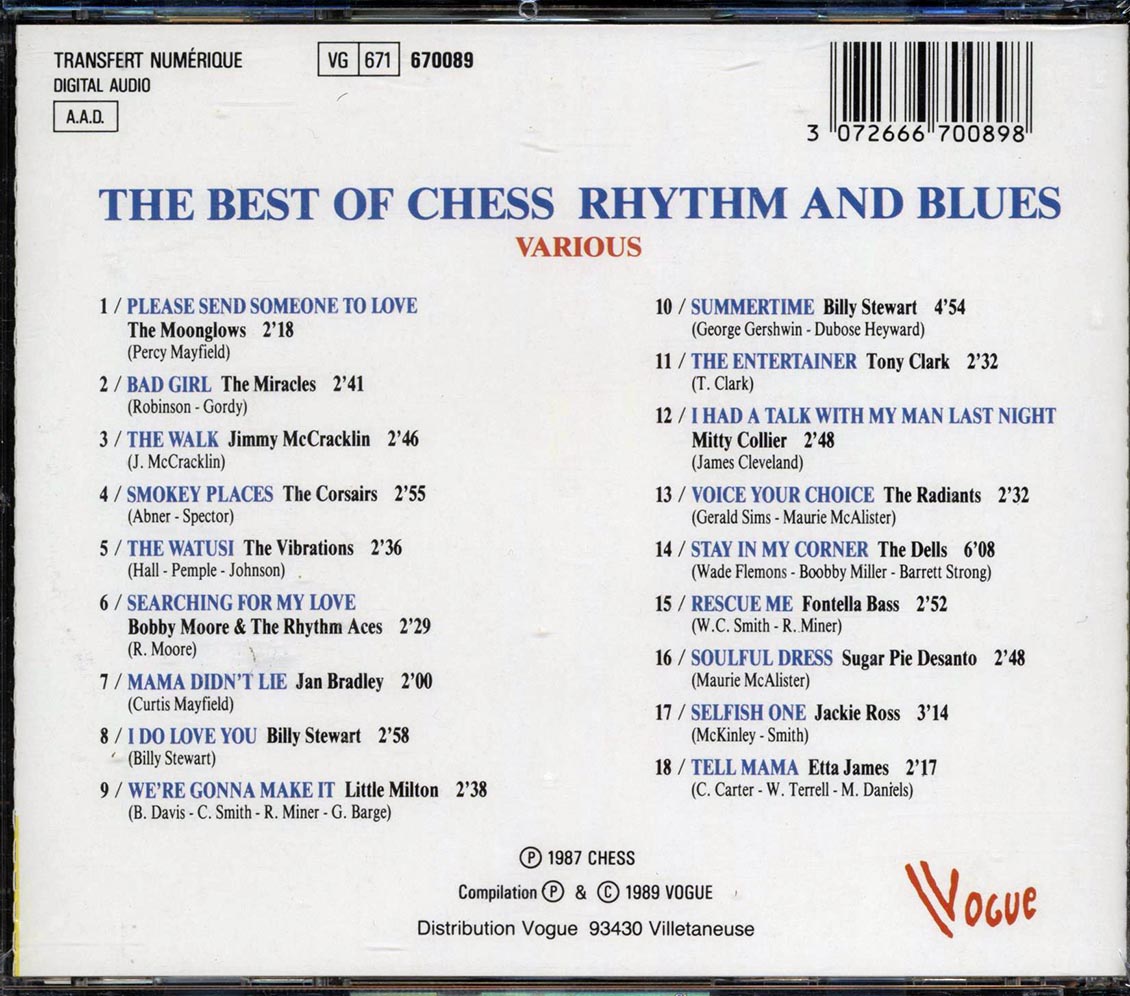 The Moonglows, The Miracles, The Corsairs, The Vibrations, Etc. - The Best Of Chess Rhythm And Blues
