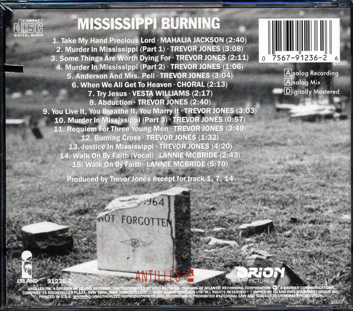 Trevor Jones, Mahalia Jackson, Vesta Williams, Lannie McBride - Mississippi Burning (incl. 8-page booklet)