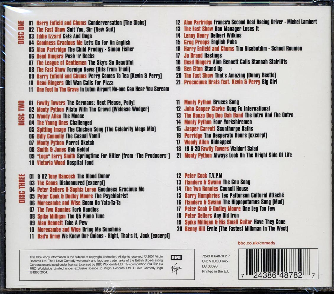 Harry Enfield & Chums, The Fast Show, Eddie Lizzard, Etc. - I Love Comedy (62 tracks) (3xCD)