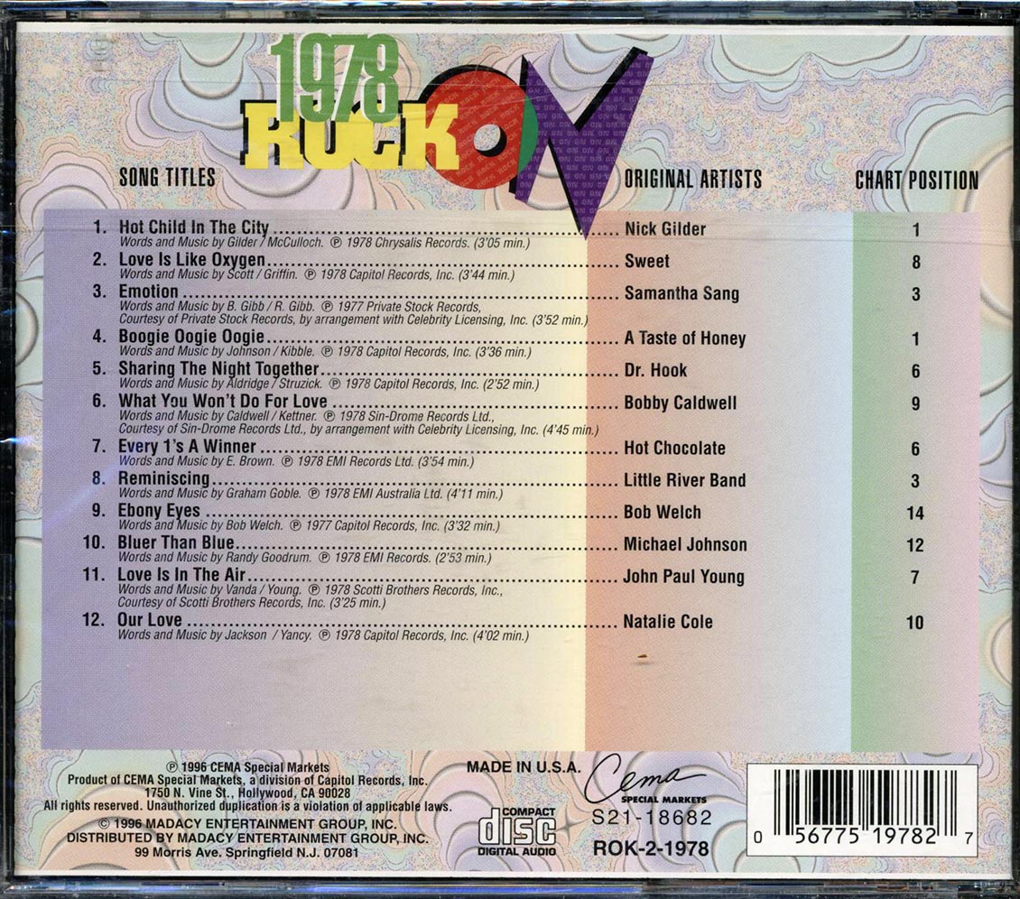Sweet, A Taste Of Honey, Bob Welch, Etc. - Rock On 1978