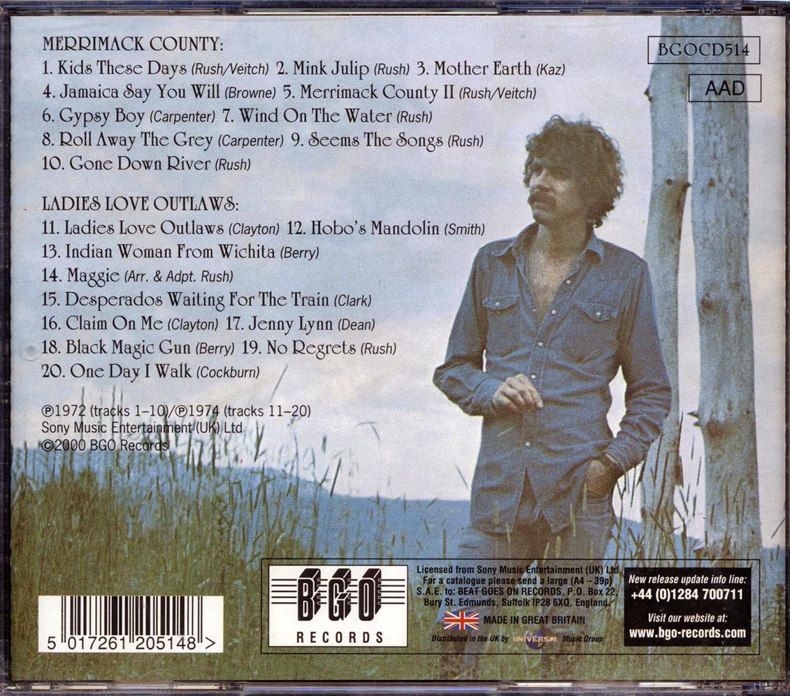 Tom Rush - Merrimack County + Ladies Love Outlaws (2 albums on 1 CD) (20 tracks) (remastered)