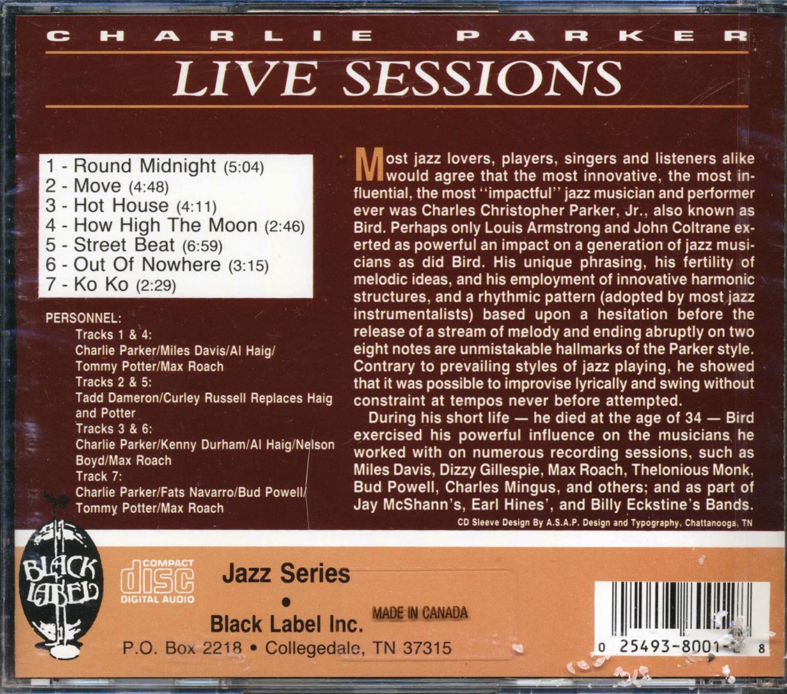 Charlie Parker - Live Sessions (marked/ltd stock)