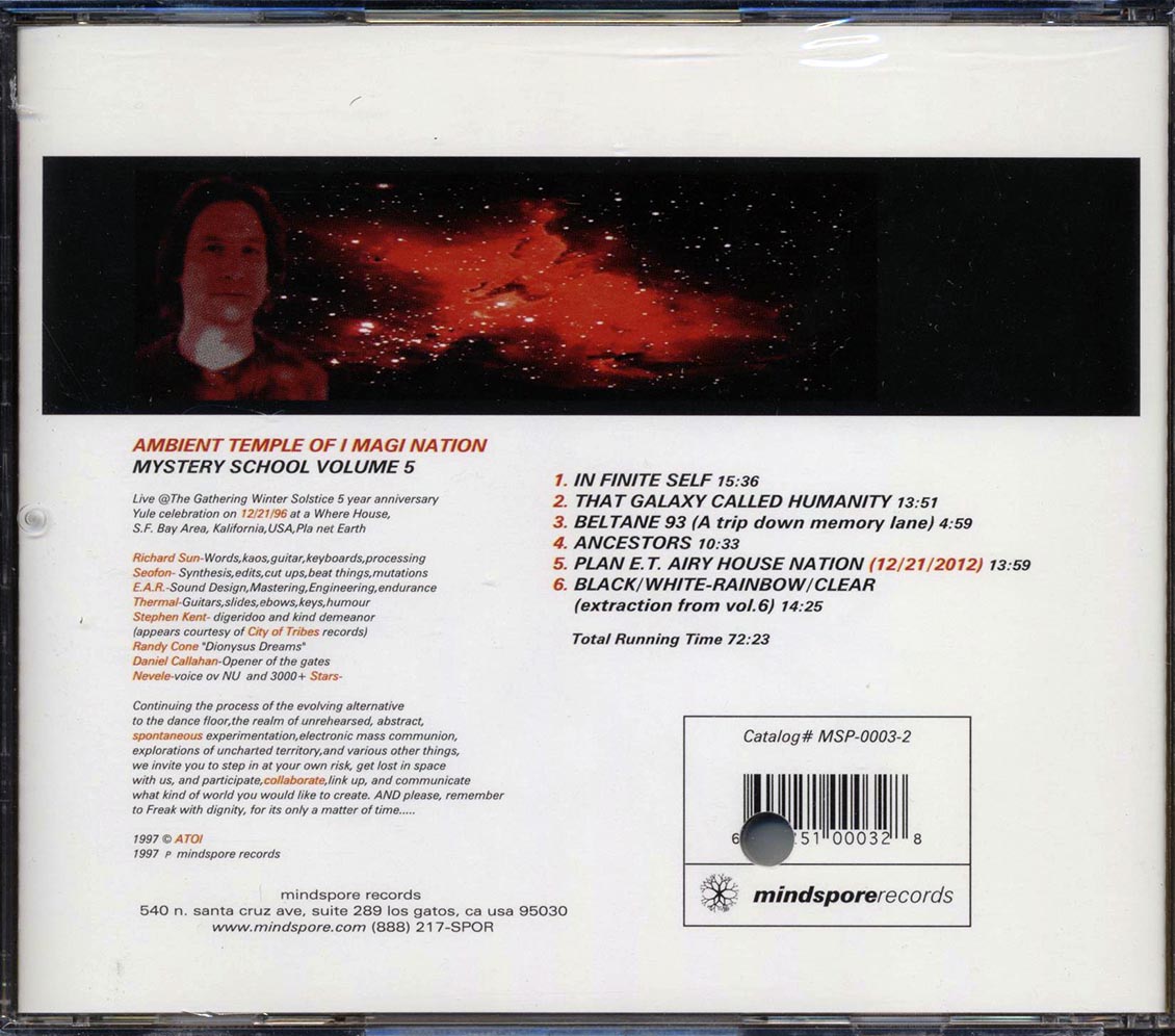 Ambient Temple Of Imagination - Planetary House Nation: Mystery School Volume 5 (marked/ltd stock)