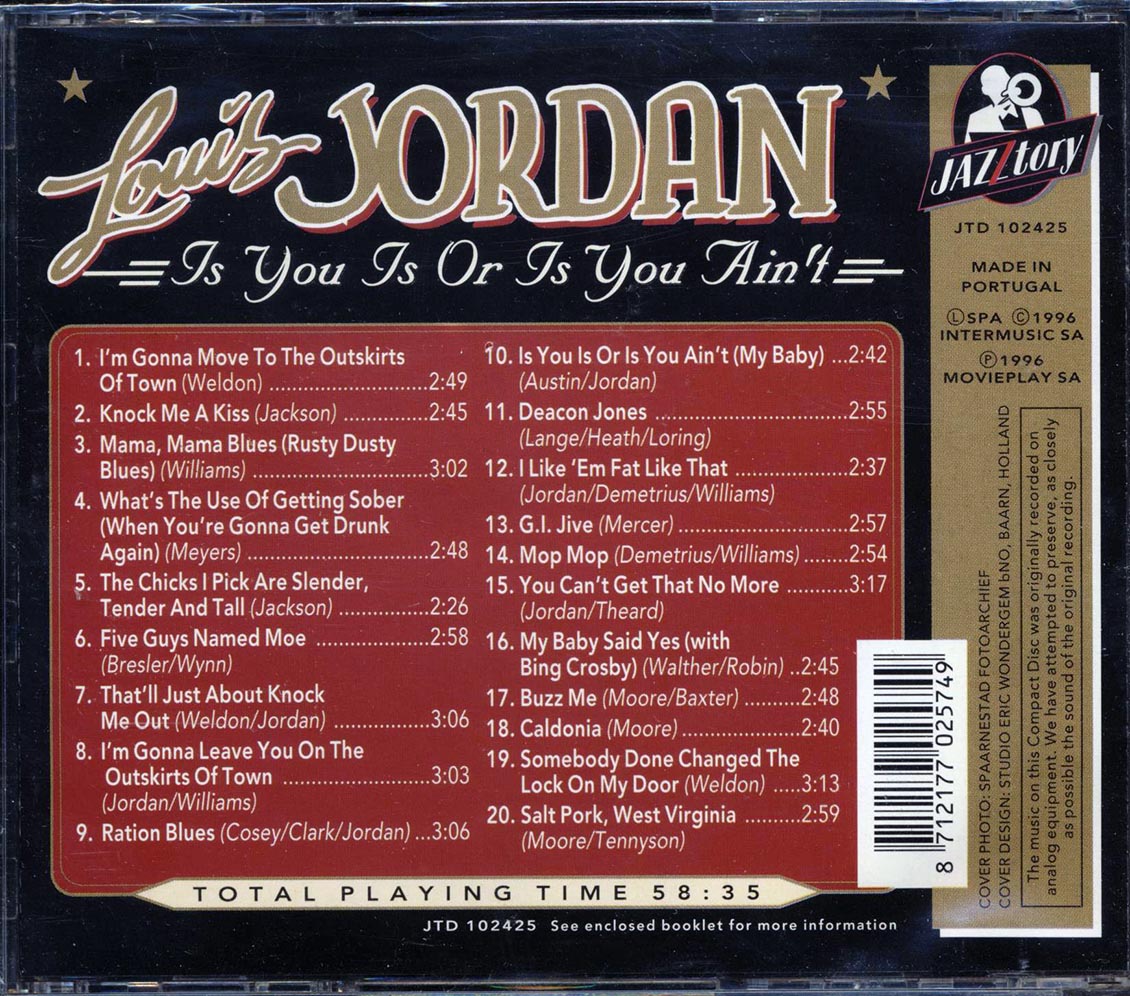 Louis Jordan - Is You Is Or Is You Ain't (20 tracks)