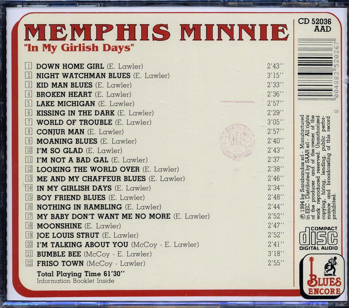 Memphis Minnie - In My Girlish Days (22 tracks)