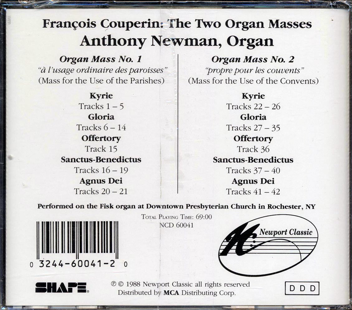 Francois Couperin, Anthony Newman - Francois Couperin: The Two Organ Masses