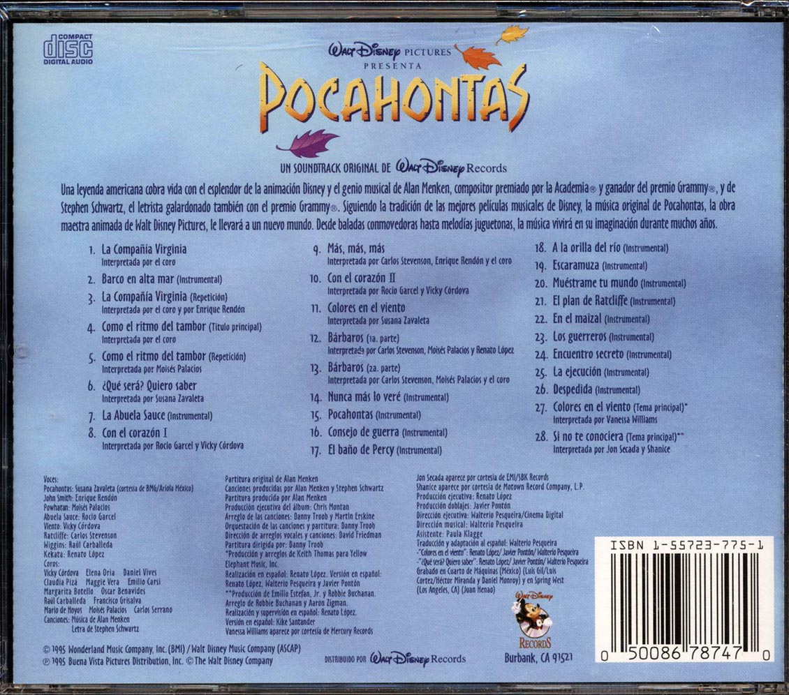 Alan Menken, Stephen Schwartz, Etc. - Pocahontas: Un Soundtrack Original De Walt Disney Records