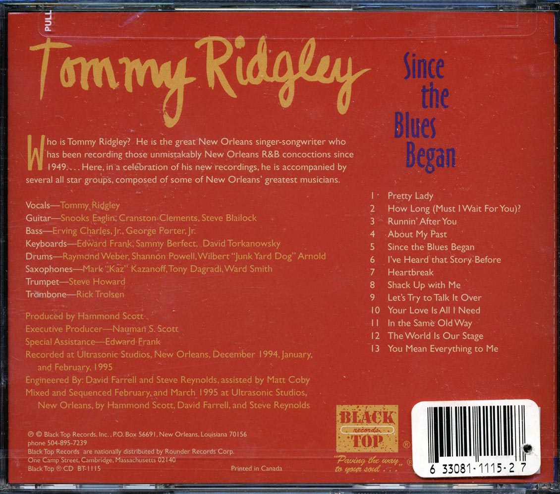 Tommy Ridgley - Since The Blues Began (marked/ltd stock)