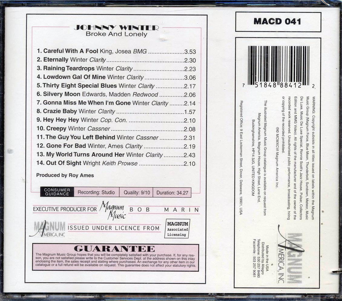 Johnny Winter - Broke & Lonely (marked/ltd stock)