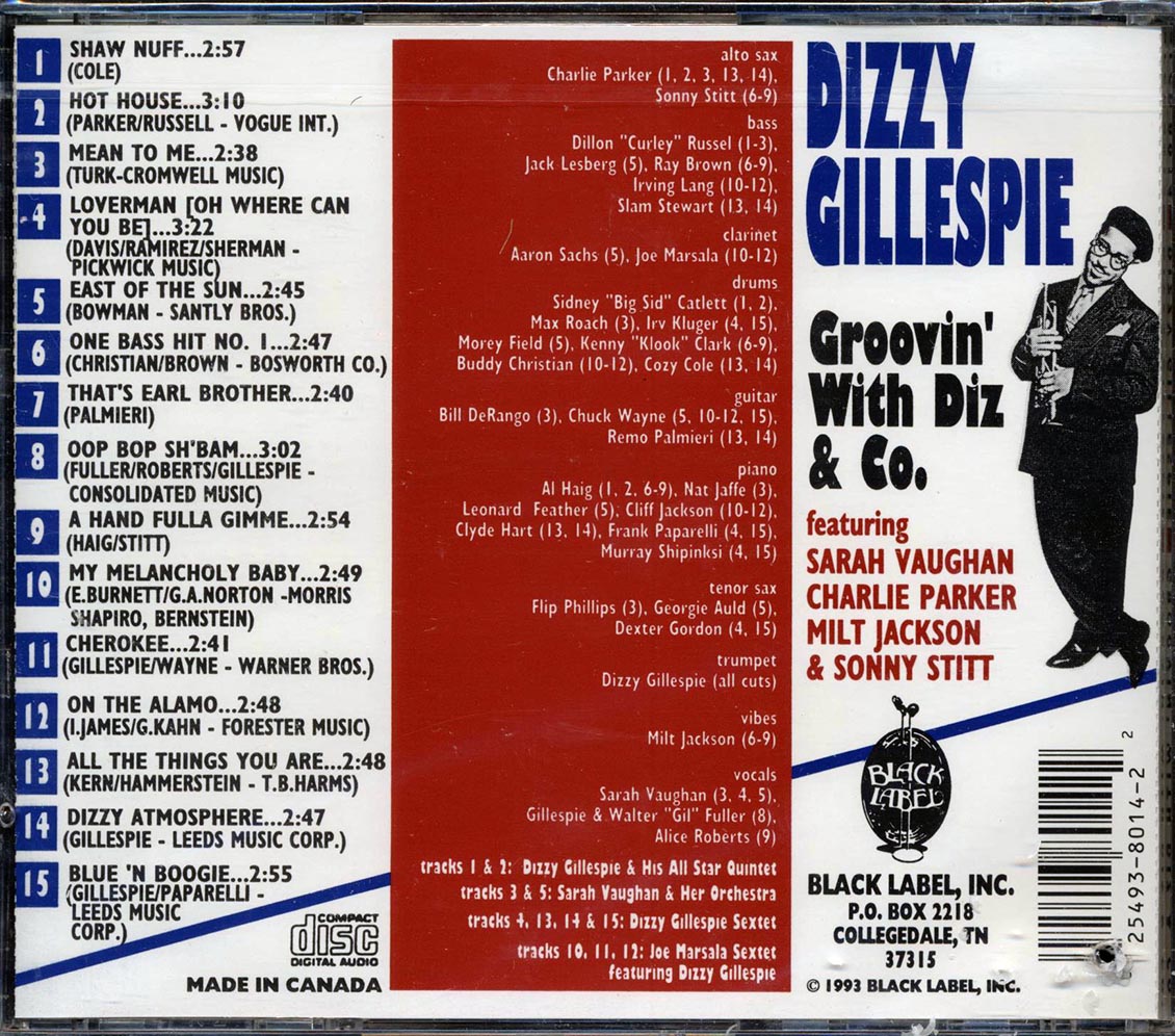 Dizzy Gillespie, Sarah Vaughan, Charlie Parker, Milt Jackson, Sonny Stitt - Groovin' With Diz & Co. (marked/ltd stock)