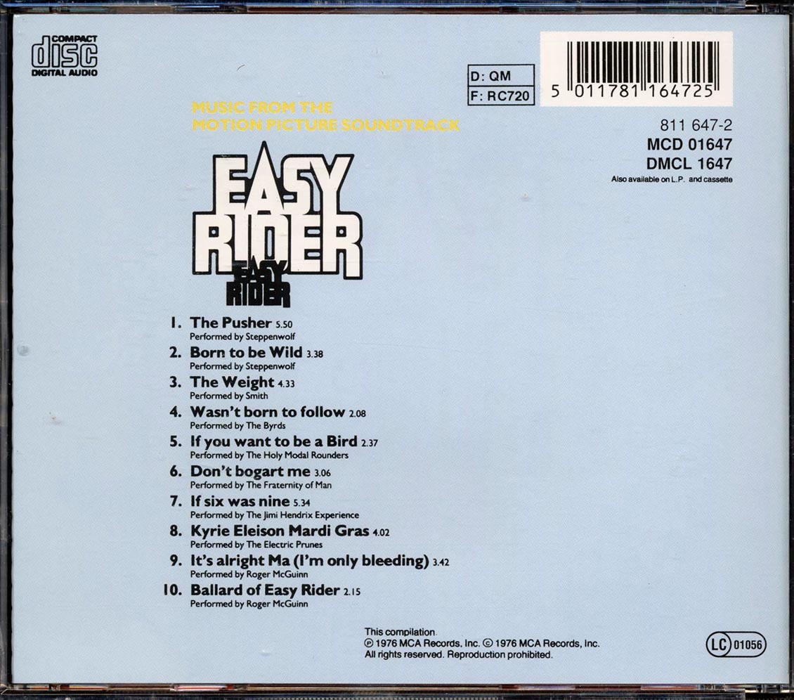 Steppenwolf, The Byrds, The Holy Modal Rounders, Etc. - Easy Rider: Songs As Performed In The Motion Picture