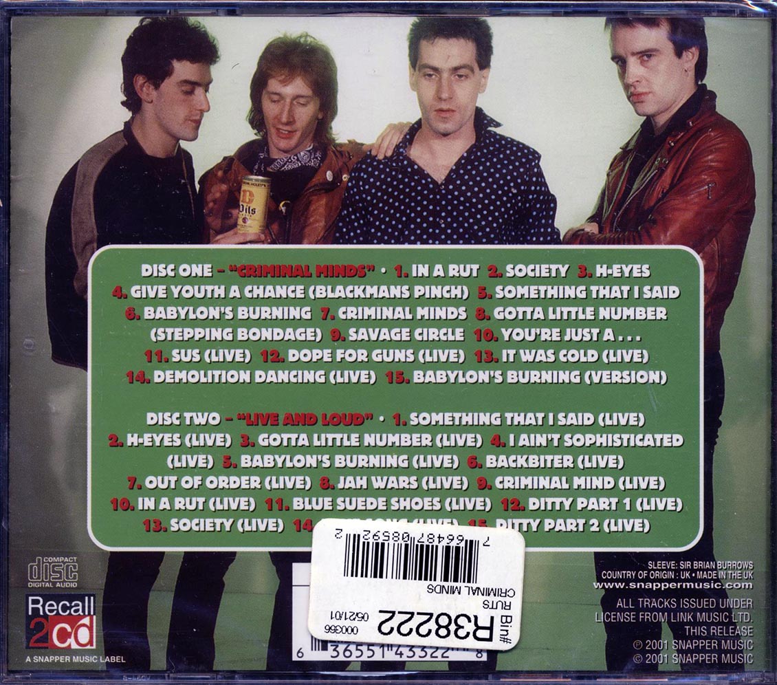 The Ruts - Criminal Minds (30 tracks) (2xCD)