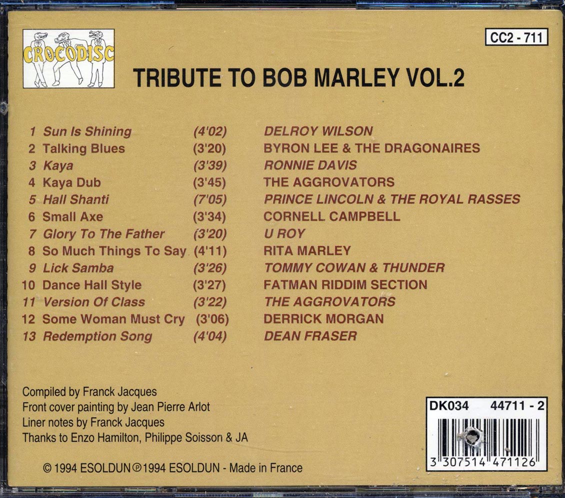 Delroy Wilson, Ronnie Davis, Fatmin Riddim Section, The Aggrovators, Etc. - Tribute To Bob Marley Volume 2 (marked/ltd stock)