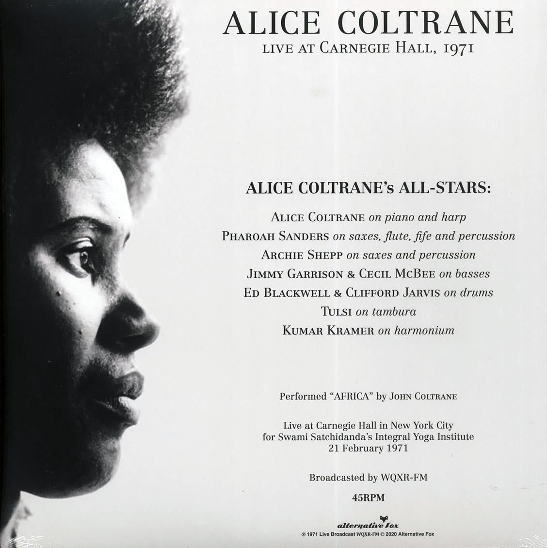 Alice Coltrane - Live At Carnegie Hall, 1971 (45rpm) (remastered)