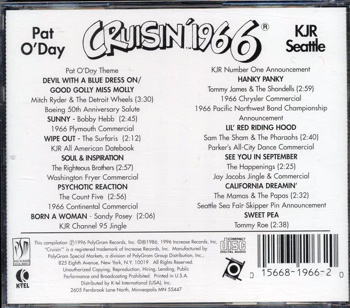Mitch Ryder & The Detroit Wheels, Pat O'Day, Bobby Hebb, Etc. - Cruisin' 1966: Pat O'Day KJR Seattle