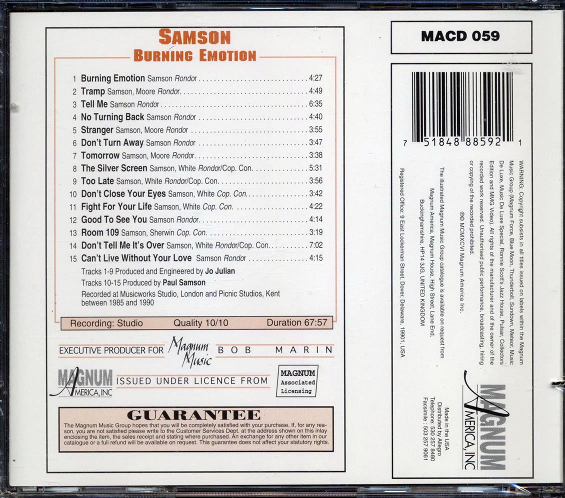 Samson - Burning Emotion (marked/ltd stock)