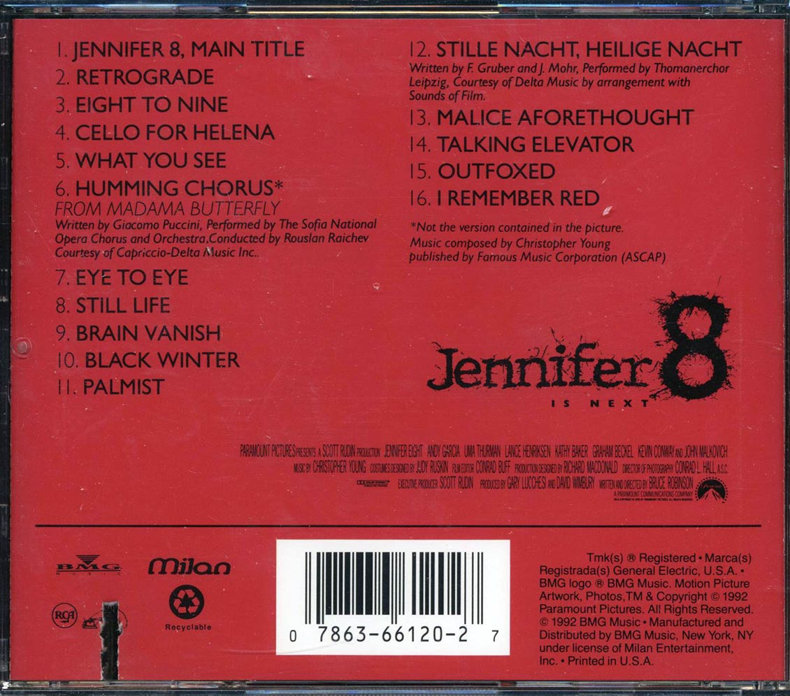 Christopher Young - Jennifer 8: Music From The Motion Picture Soundtrack (marked/ltd stock)