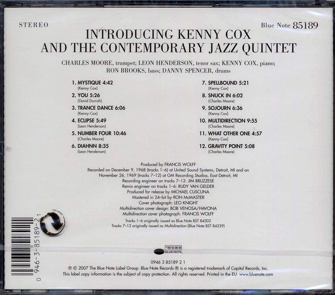 Kenny Cox & The Contemporary Jazz Quintet - Introducing Kenny Cox & The Contemporary Jazz Quintet