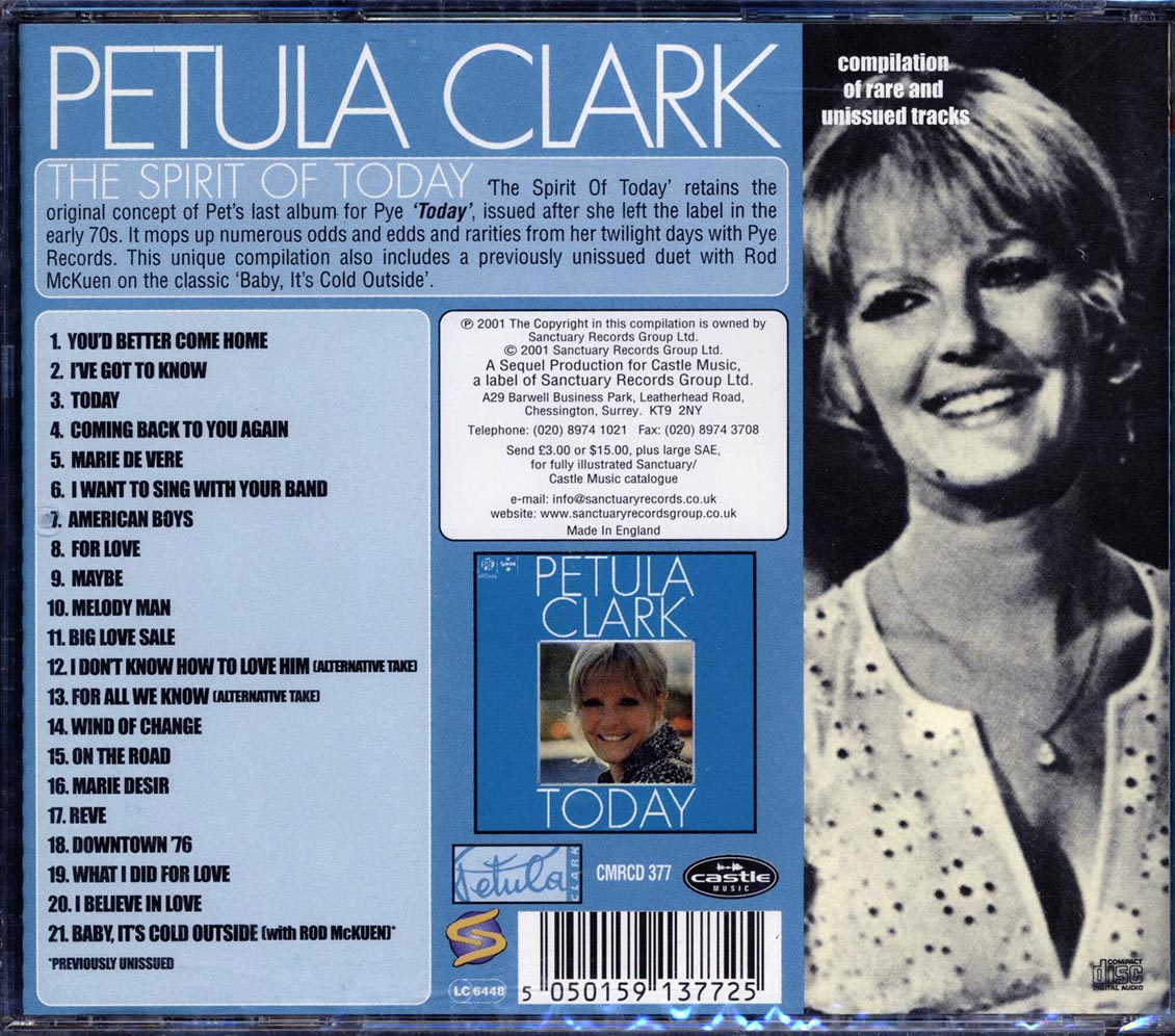 Petula Clark - The Spirit Of Today (21 tracks)