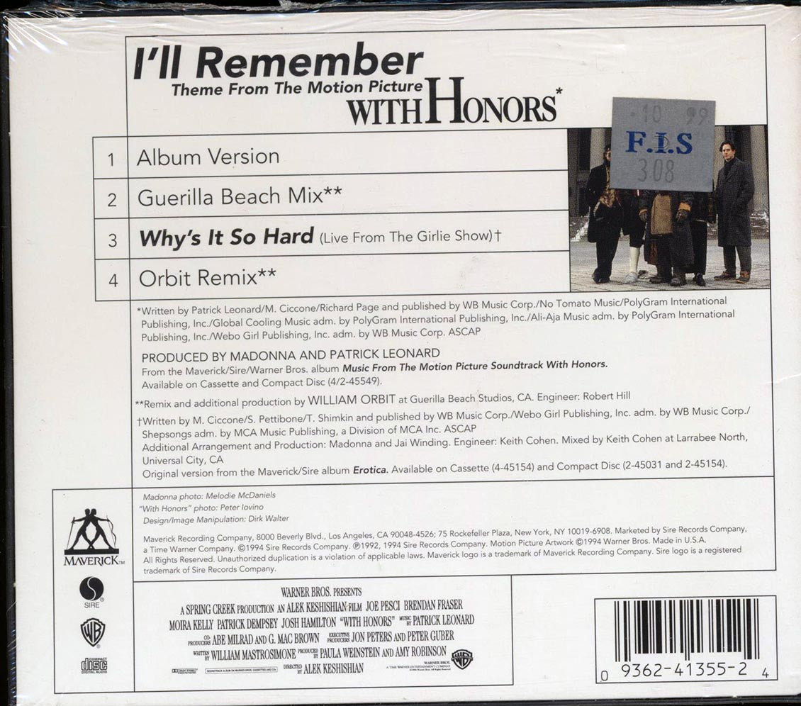 Madonna - I'll Remember: Theme From The Motion Picture With Honors