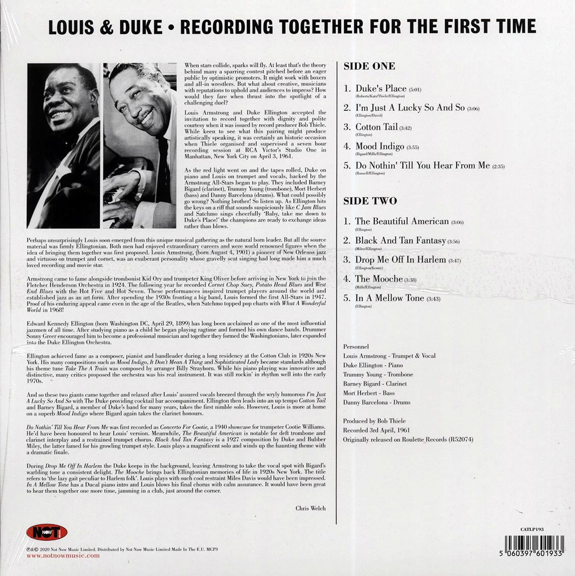 Louis Armstrong, Duke Ellington - Recording Together For The First Time (180g)